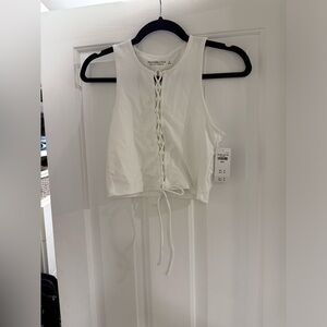 Abercrombie & Fitch white tie up crop top small NWT